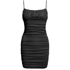 Dagmar Elaine Black Bodycon Ruched Dress